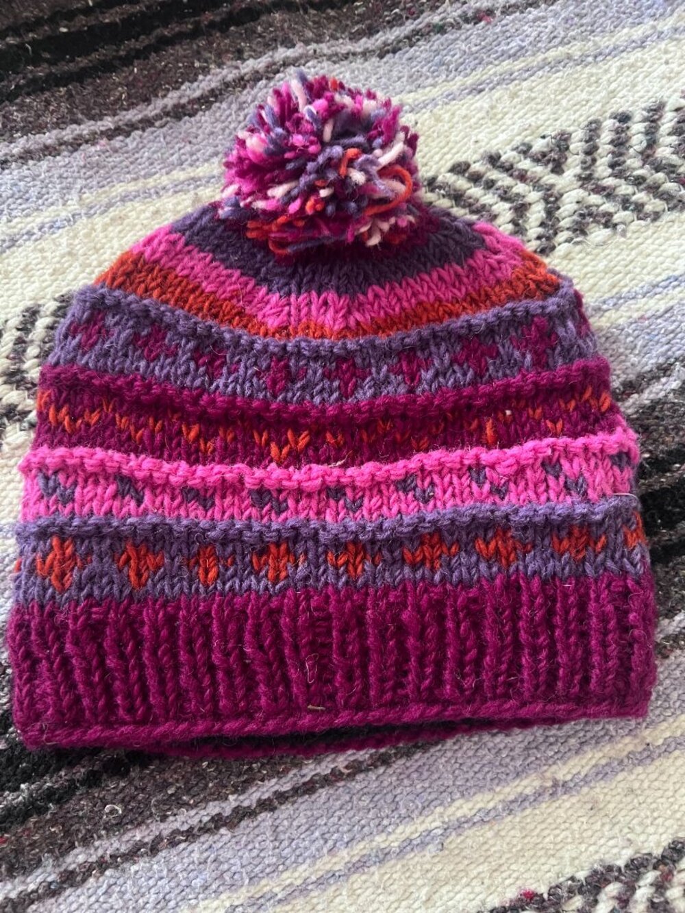 Handmade Wool Knit Fleece Lined Beanie